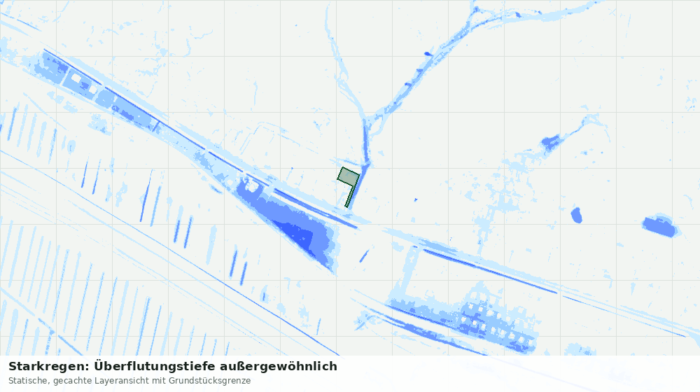 Statische Kartenansicht: Starkregen: Überflutungstiefe außergewöhnlich