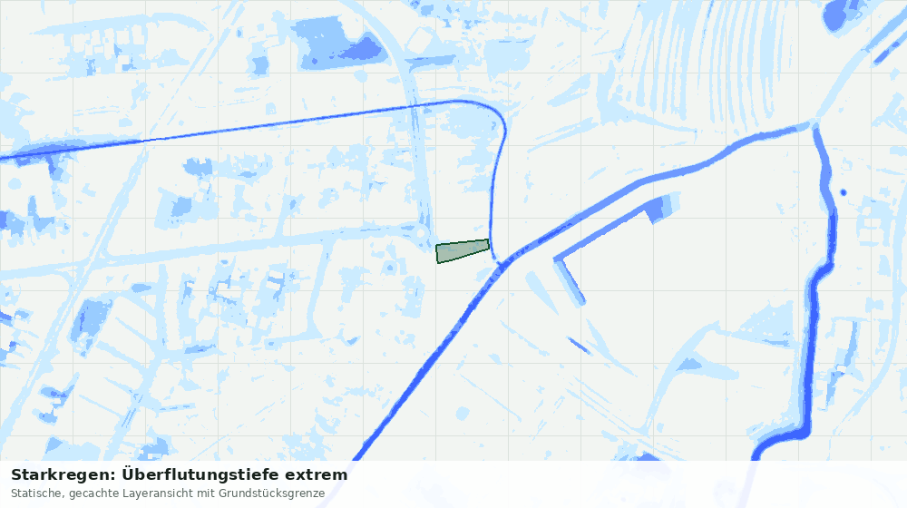 Statische Kartenansicht: Starkregen: Überflutungstiefe extrem