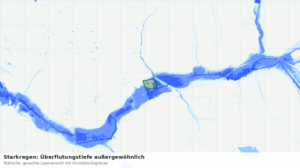 Statische Kartenansicht: Starkregen: Überflutungstiefe außergewöhnlich
