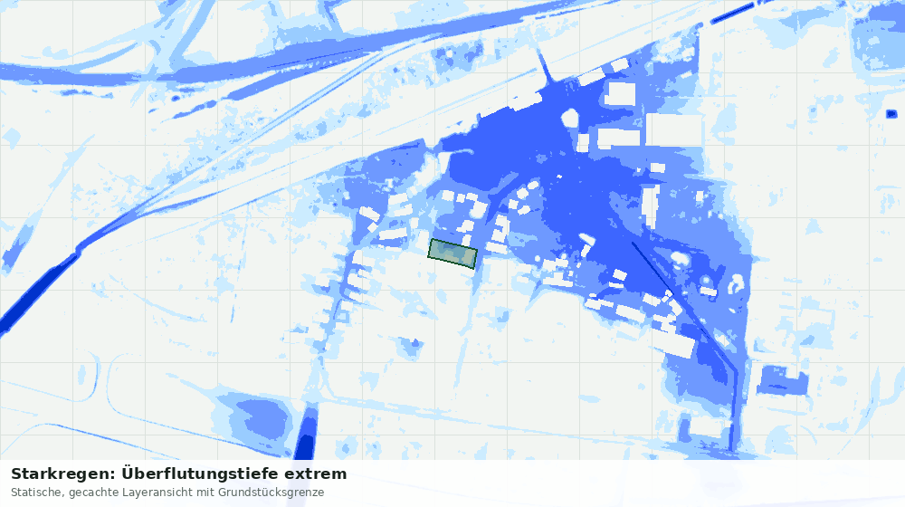 Statische Kartenansicht: Starkregen: Überflutungstiefe extrem