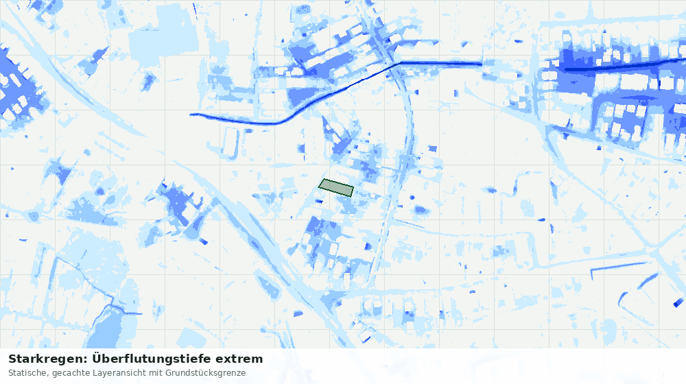 Statische Kartenansicht: Starkregen: Überflutungstiefe extrem
