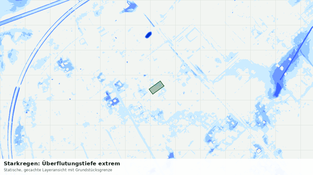 Statische Kartenansicht: Starkregen: Überflutungstiefe extrem