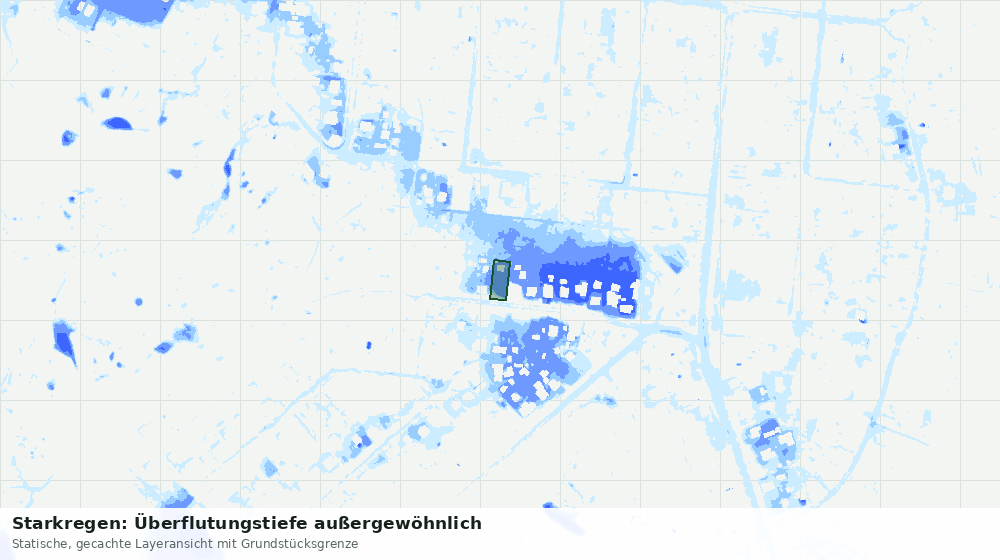 Statische Kartenansicht: Starkregen: Überflutungstiefe außergewöhnlich
