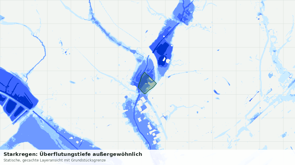Statische Kartenansicht: Starkregen: Überflutungstiefe außergewöhnlich