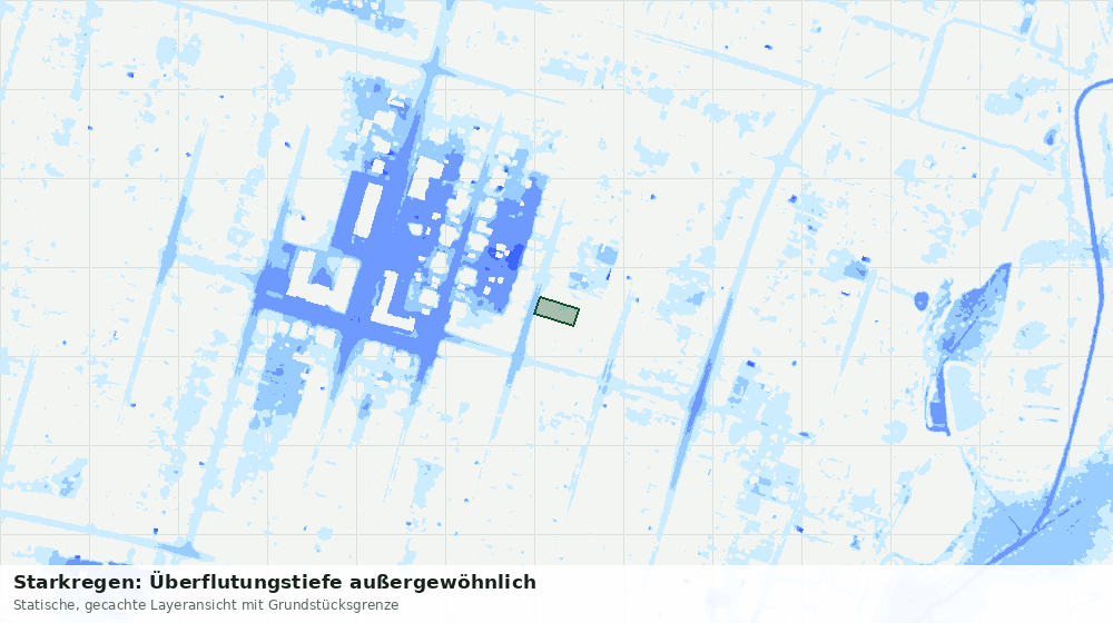 Statische Kartenansicht: Starkregen: Überflutungstiefe außergewöhnlich