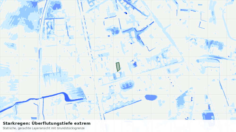 Statische Kartenansicht: Starkregen: Überflutungstiefe extrem