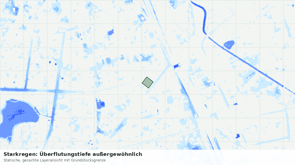 Statische Kartenansicht: Starkregen: Überflutungstiefe außergewöhnlich