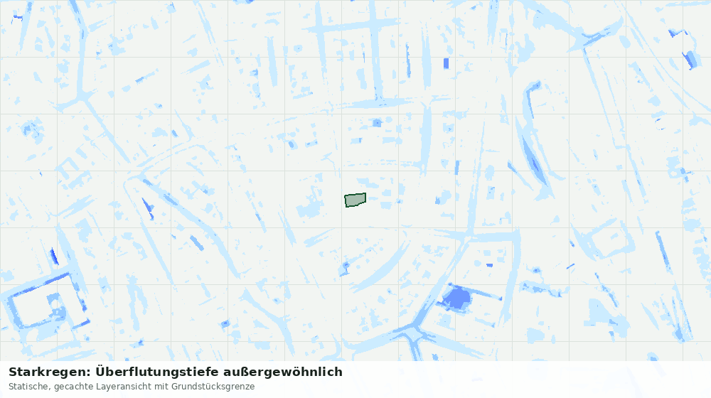 Statische Kartenansicht: Starkregen: Überflutungstiefe außergewöhnlich