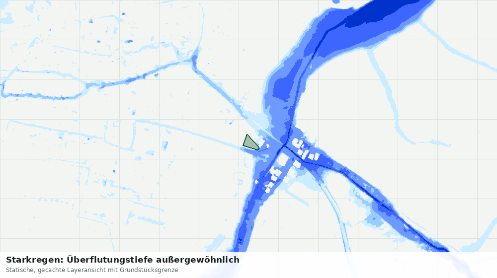 Statische Kartenansicht: Starkregen: Überflutungstiefe außergewöhnlich