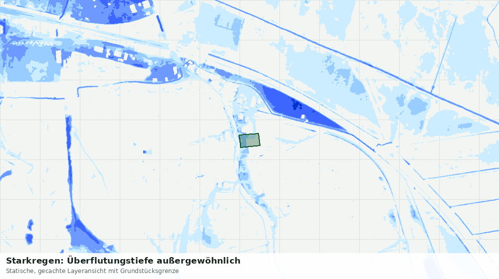 Statische Kartenansicht: Starkregen: Überflutungstiefe außergewöhnlich