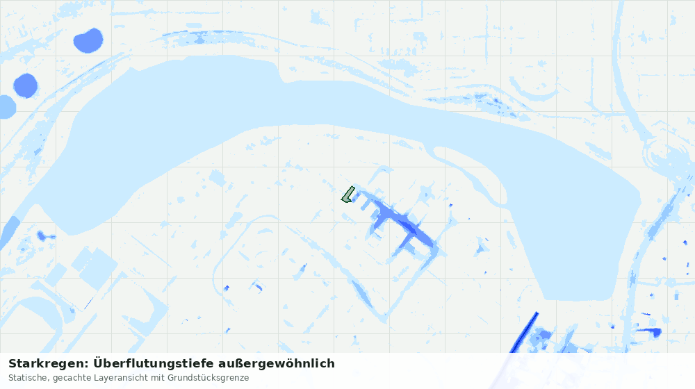 Statische Kartenansicht: Starkregen: Überflutungstiefe außergewöhnlich