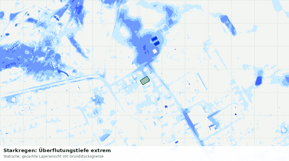 Statische Kartenansicht: Starkregen: Überflutungstiefe extrem