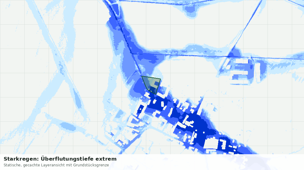Statische Kartenansicht: Starkregen: Überflutungstiefe extrem