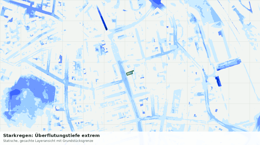 Statische Kartenansicht: Starkregen: Überflutungstiefe extrem