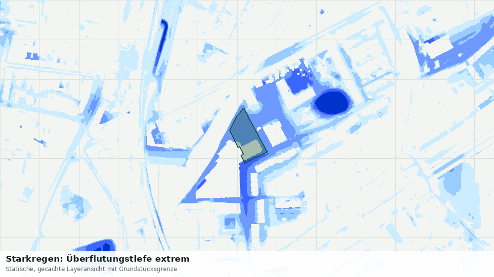 Statische Kartenansicht: Starkregen: Überflutungstiefe extrem