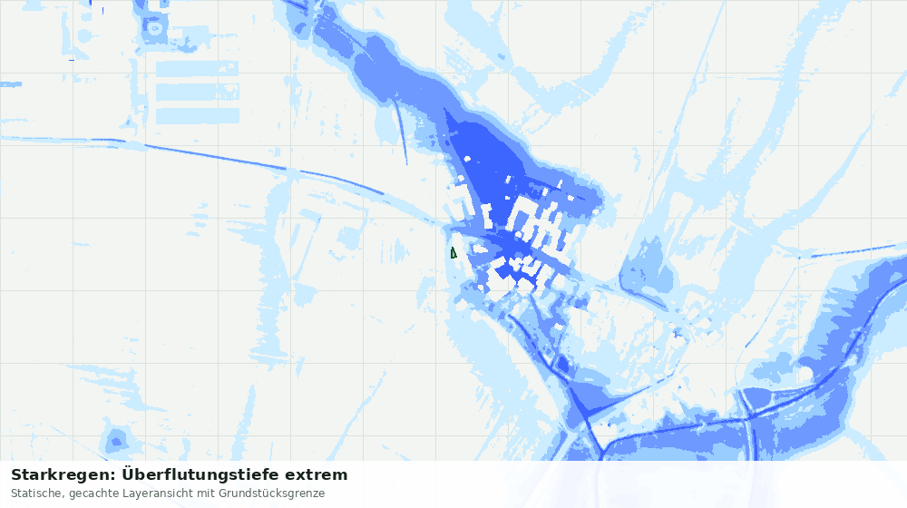 Statische Kartenansicht: Starkregen: Überflutungstiefe extrem