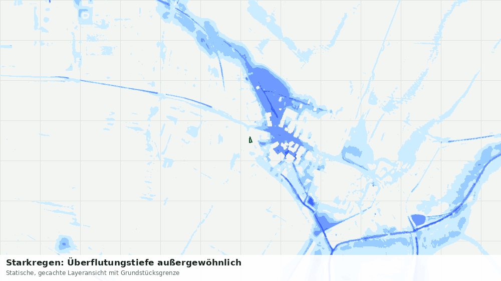 Statische Kartenansicht: Starkregen: Überflutungstiefe außergewöhnlich