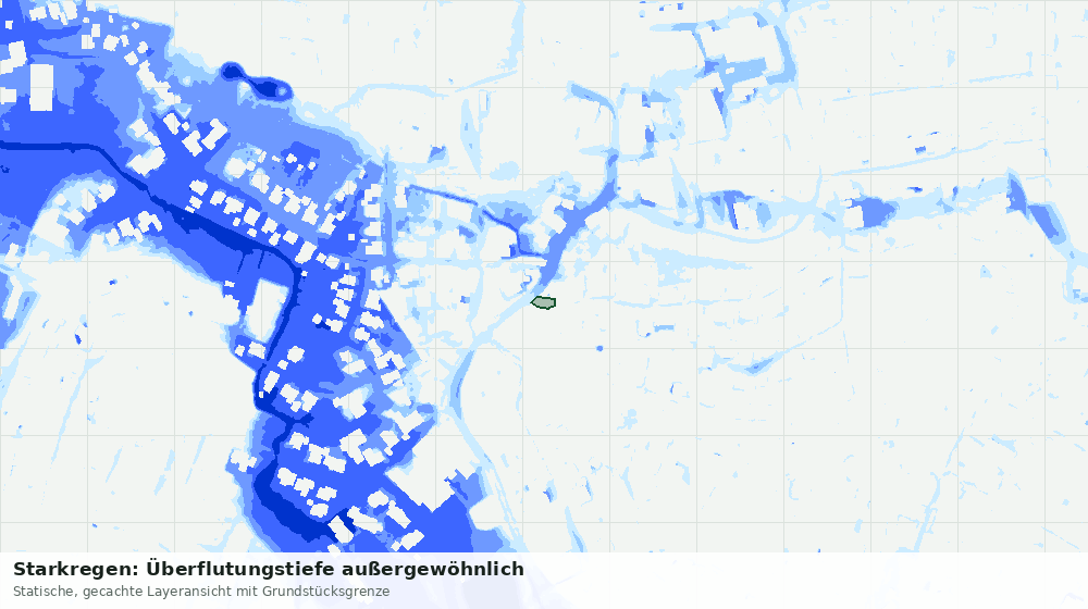 Statische Kartenansicht: Starkregen: Überflutungstiefe außergewöhnlich