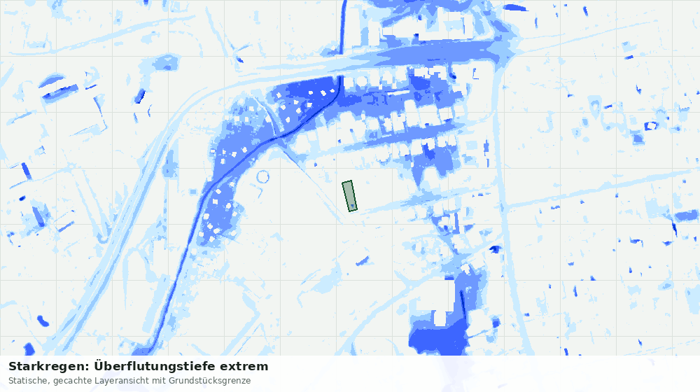 Statische Kartenansicht: Starkregen: Überflutungstiefe extrem