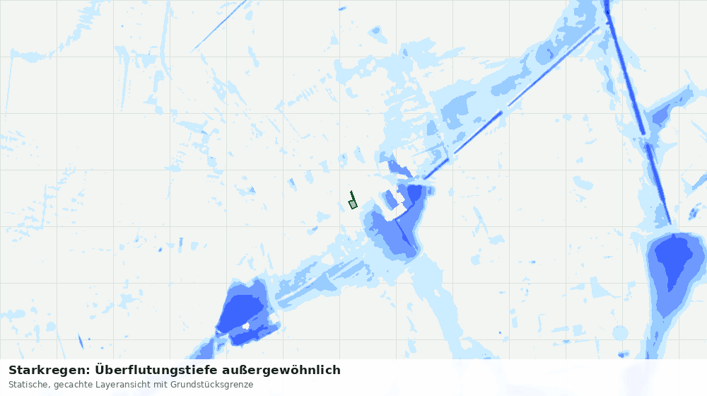 Statische Kartenansicht: Starkregen: Überflutungstiefe außergewöhnlich