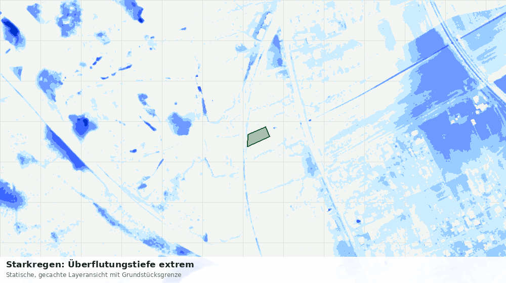 Statische Kartenansicht: Starkregen: Überflutungstiefe extrem