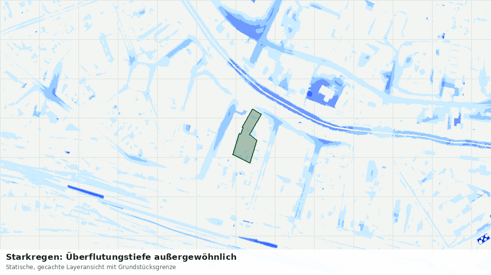 Statische Kartenansicht: Starkregen: Überflutungstiefe außergewöhnlich