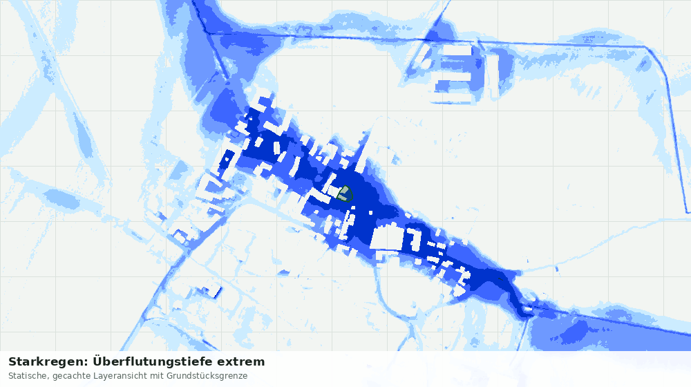 Statische Kartenansicht: Starkregen: Überflutungstiefe extrem