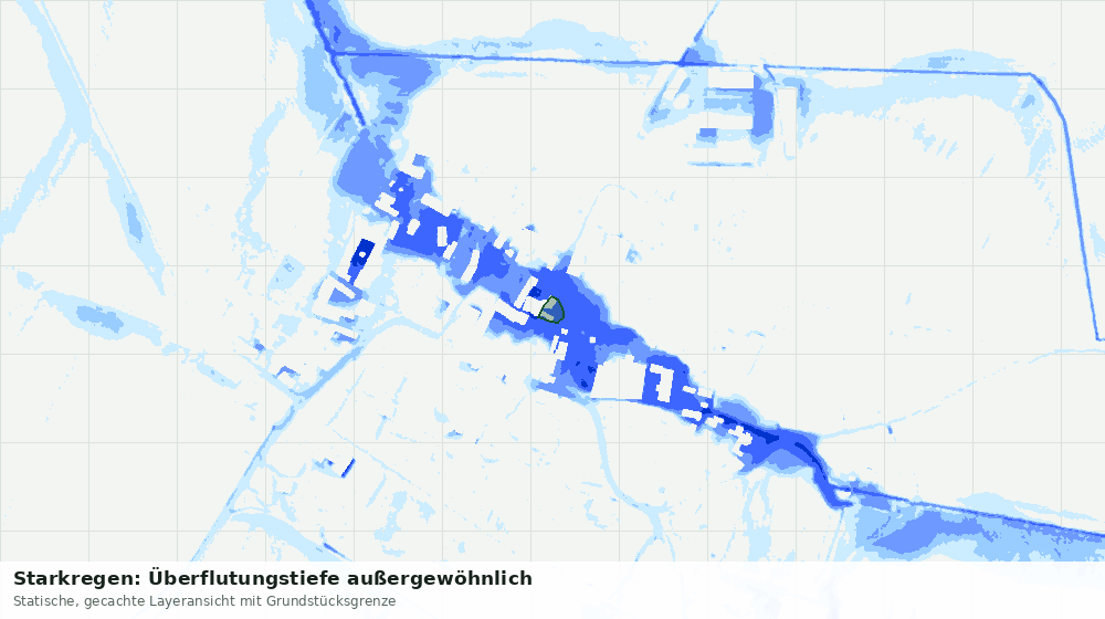 Statische Kartenansicht: Starkregen: Überflutungstiefe außergewöhnlich