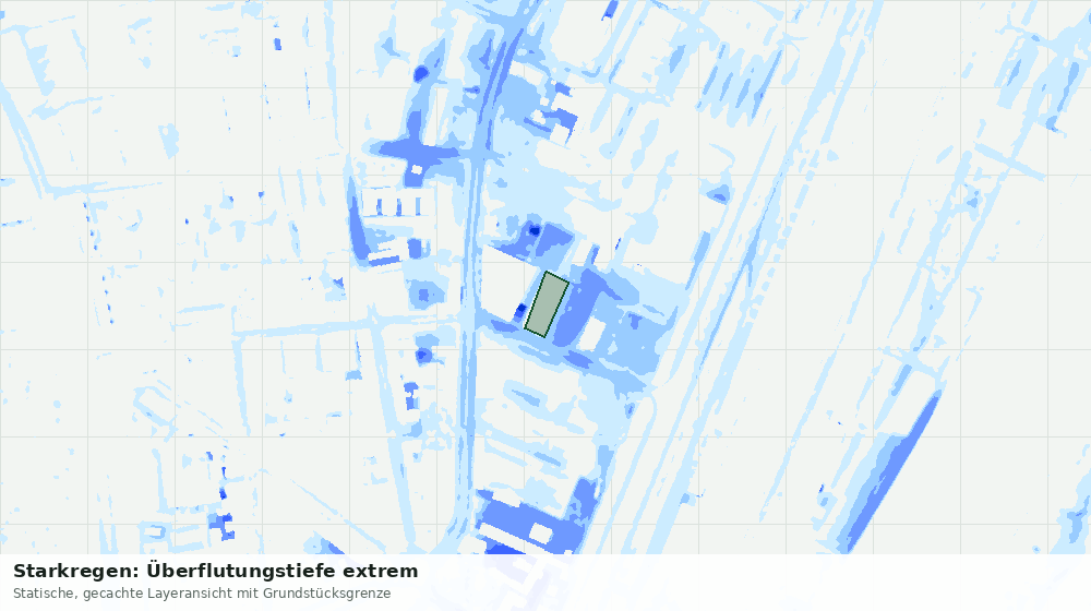 Statische Kartenansicht: Starkregen: Überflutungstiefe extrem