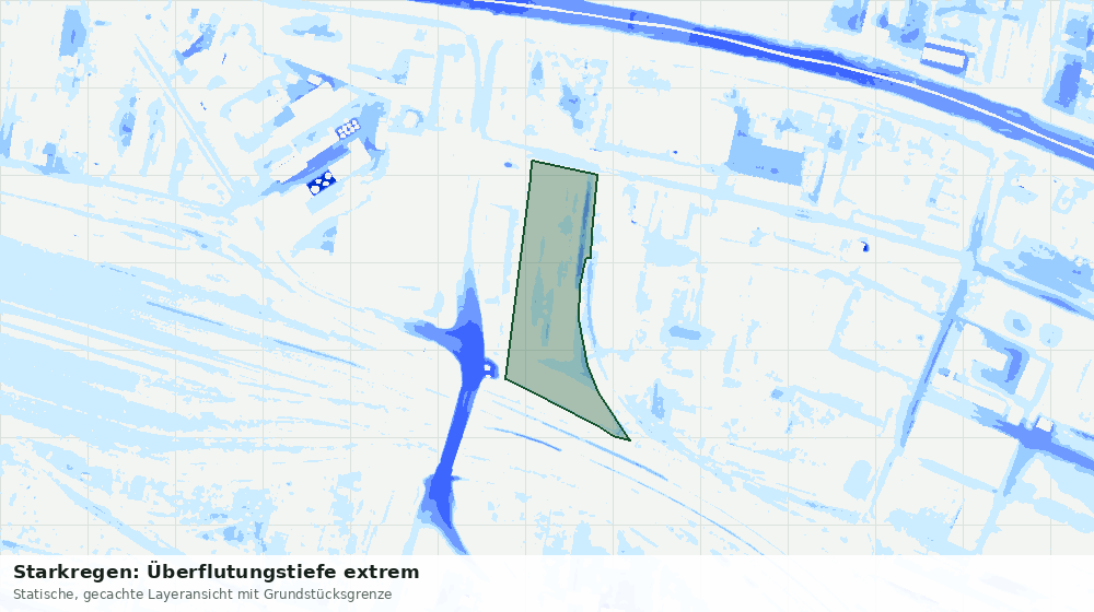 Statische Kartenansicht: Starkregen: Überflutungstiefe extrem