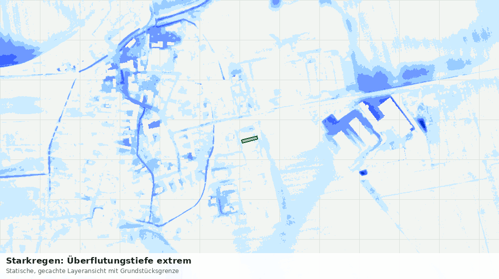 Statische Kartenansicht: Starkregen: Überflutungstiefe extrem