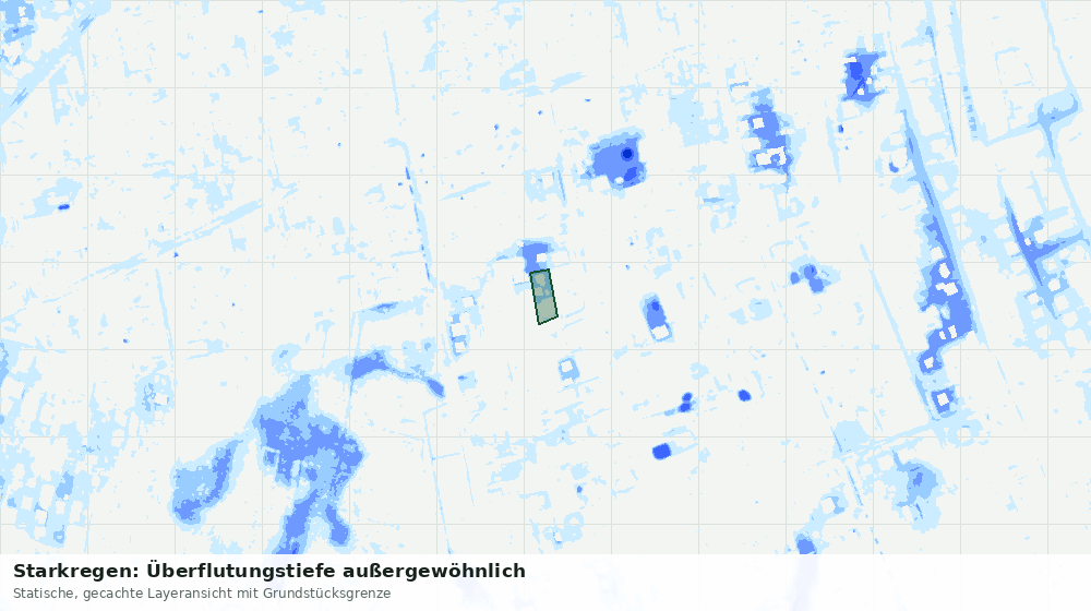Statische Kartenansicht: Starkregen: Überflutungstiefe außergewöhnlich