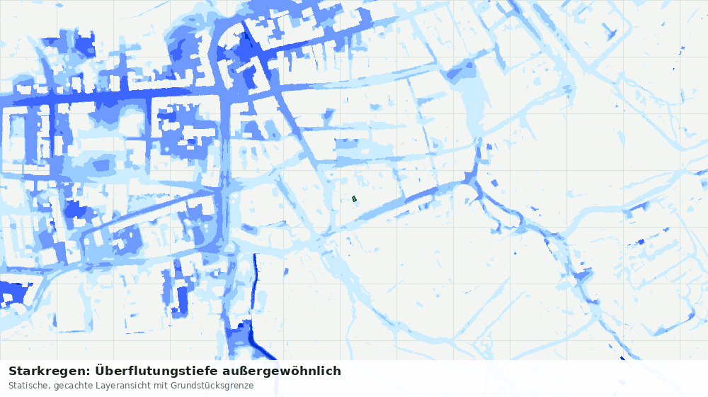 Statische Kartenansicht: Starkregen: Überflutungstiefe außergewöhnlich