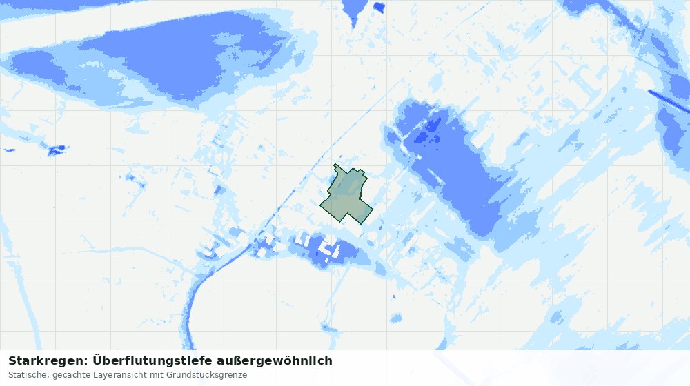 Statische Kartenansicht: Starkregen: Überflutungstiefe außergewöhnlich