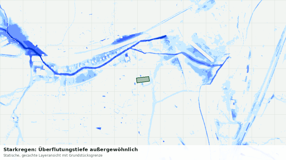 Statische Kartenansicht: Starkregen: Überflutungstiefe außergewöhnlich