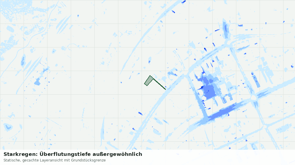 Statische Kartenansicht: Starkregen: Überflutungstiefe außergewöhnlich
