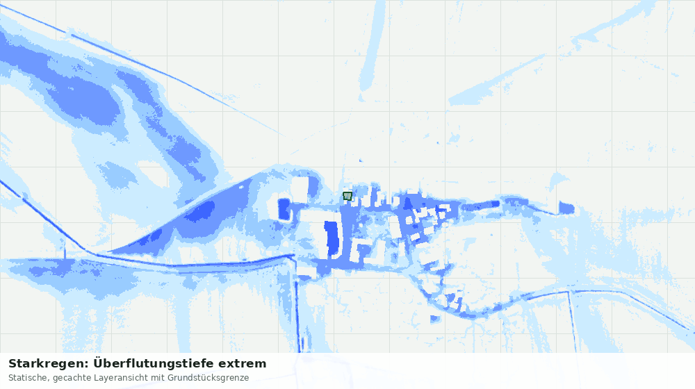 Statische Kartenansicht: Starkregen: Überflutungstiefe extrem