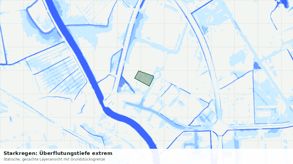 Statische Kartenansicht: Starkregen: Überflutungstiefe extrem