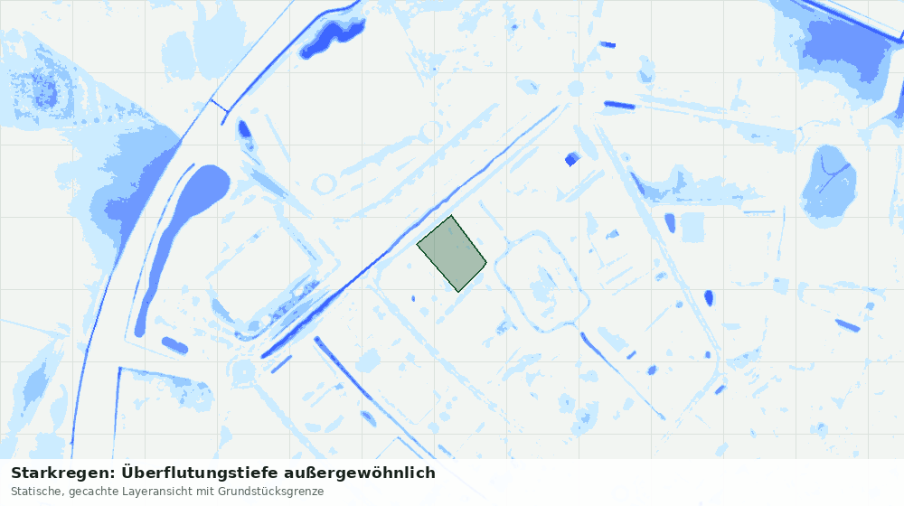 Statische Kartenansicht: Starkregen: Überflutungstiefe außergewöhnlich