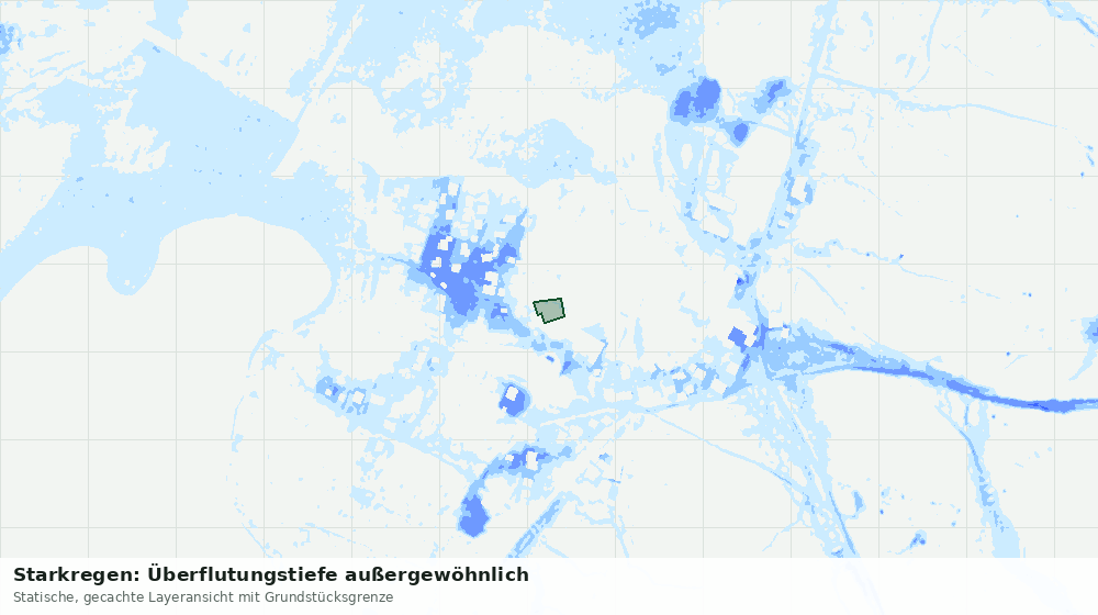 Statische Kartenansicht: Starkregen: Überflutungstiefe außergewöhnlich