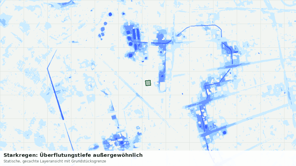 Statische Kartenansicht: Starkregen: Überflutungstiefe außergewöhnlich