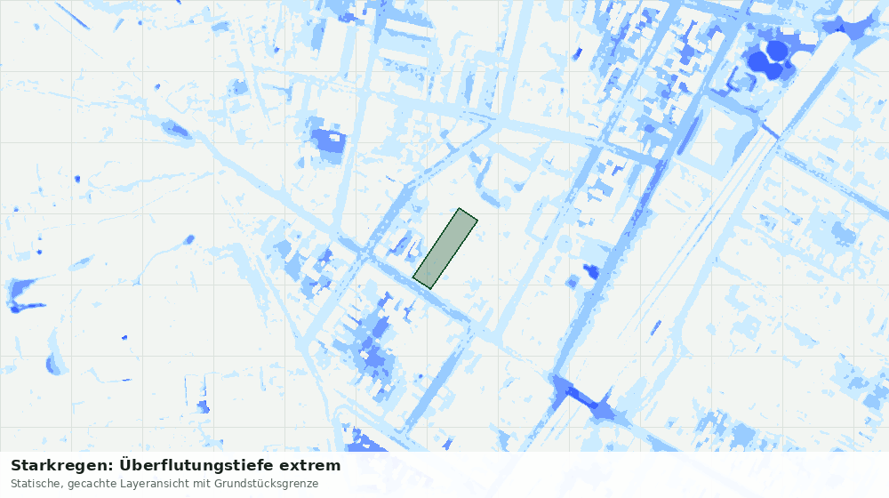 Statische Kartenansicht: Starkregen: Überflutungstiefe extrem