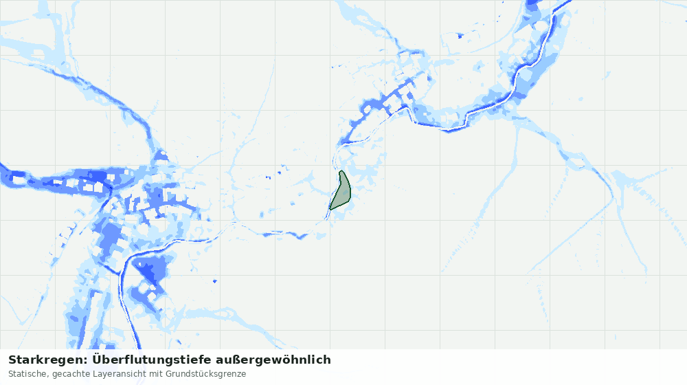 Statische Kartenansicht: Starkregen: Überflutungstiefe außergewöhnlich