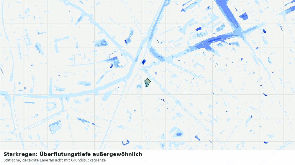 Statische Kartenansicht: Starkregen: Überflutungstiefe außergewöhnlich