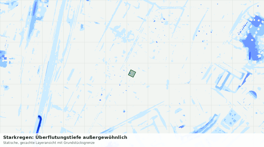 Statische Kartenansicht: Starkregen: Überflutungstiefe außergewöhnlich