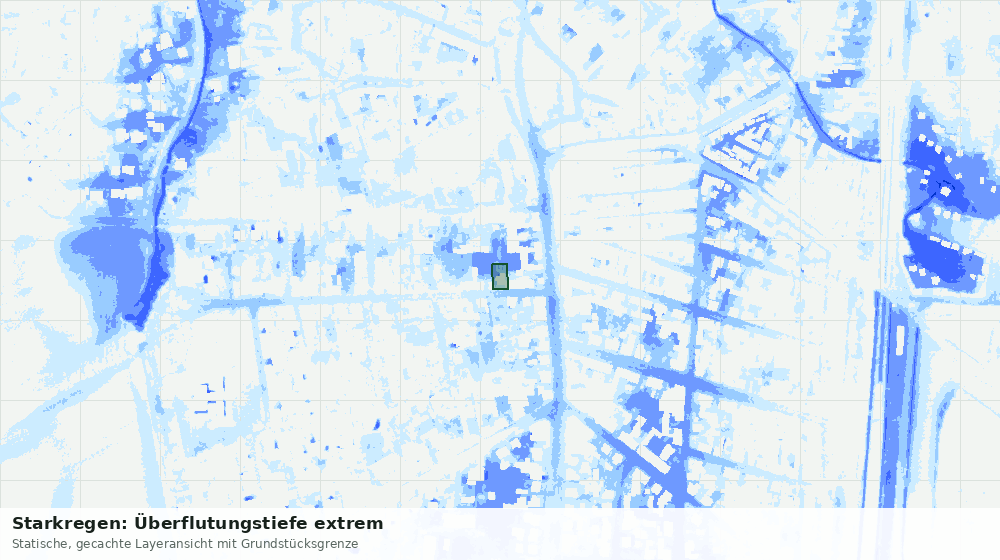 Statische Kartenansicht: Starkregen: Überflutungstiefe extrem
