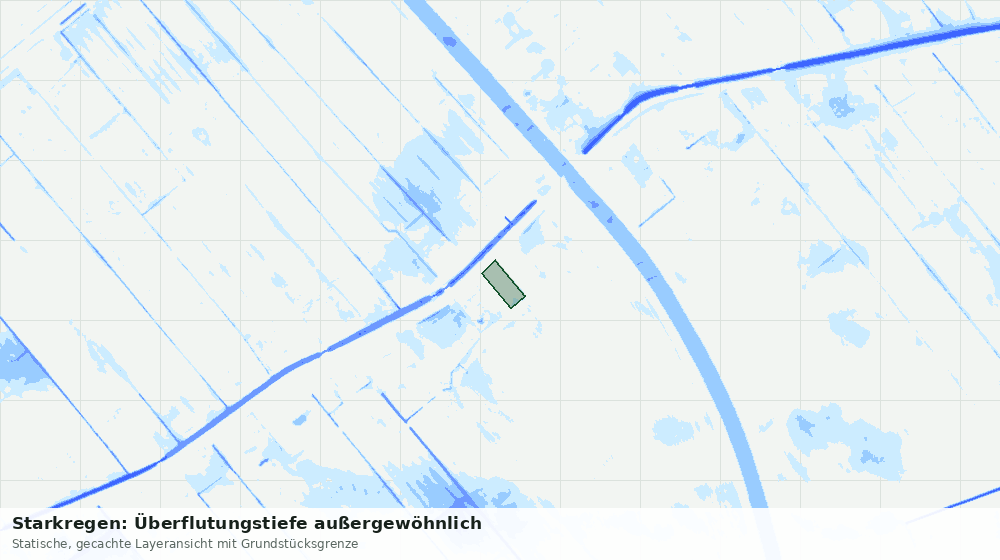 Statische Kartenansicht: Starkregen: Überflutungstiefe außergewöhnlich