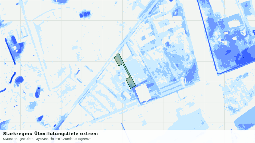 Statische Kartenansicht: Starkregen: Überflutungstiefe extrem