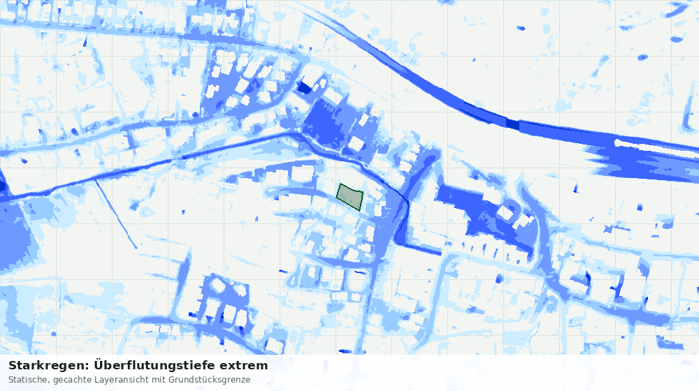 Statische Kartenansicht: Starkregen: Überflutungstiefe extrem