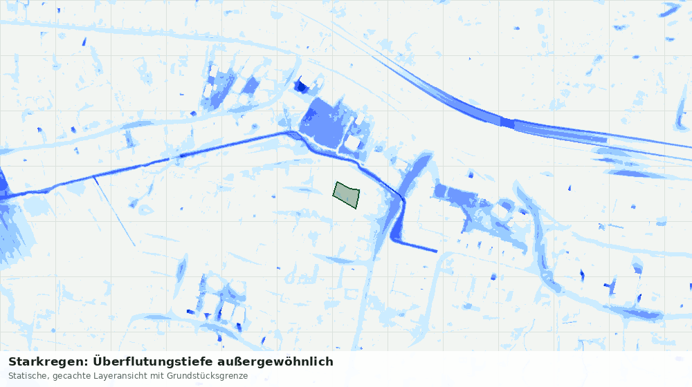 Statische Kartenansicht: Starkregen: Überflutungstiefe außergewöhnlich